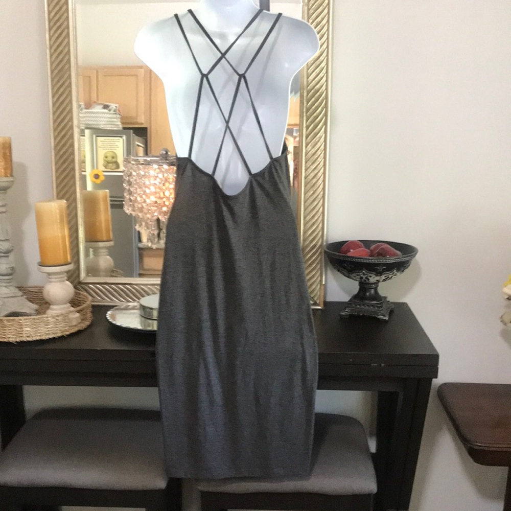 Zenana Outfitters Charcoal Backless Dress